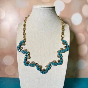 J. Crew Turquoise Crystal Statement Necklace - gorgeous! Gold tone